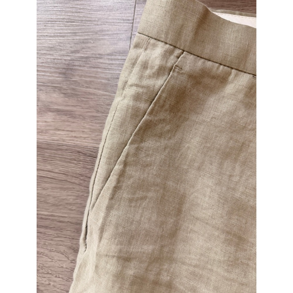 H&M Mens Relaxed Fit 100% Linen Pleated Trousers Tan 30R Neutral Minimalist Chic - Picture 5 of 9